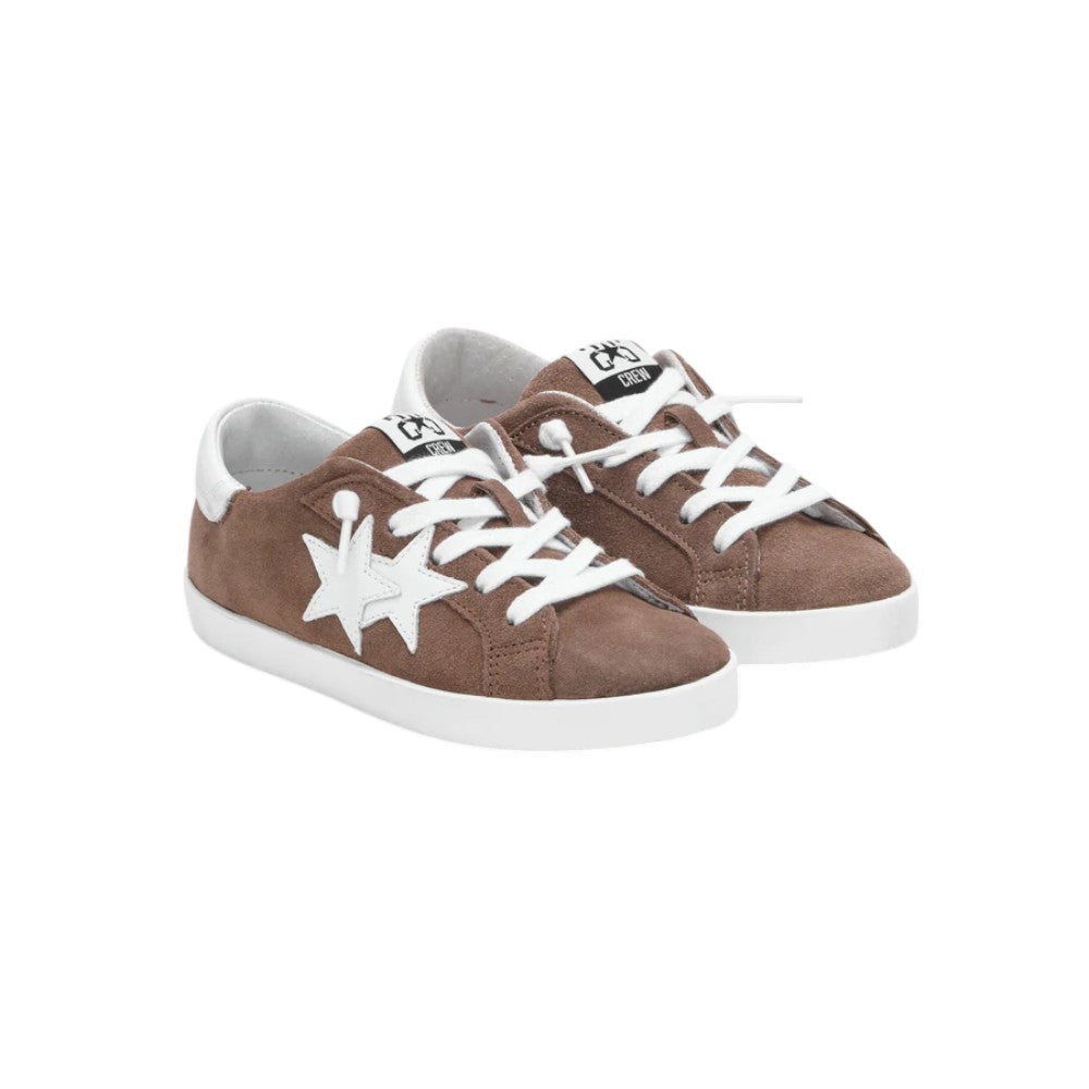 2Star Sneaker Bambino in Camoscio Tabacco con Doppia Stella Bianca