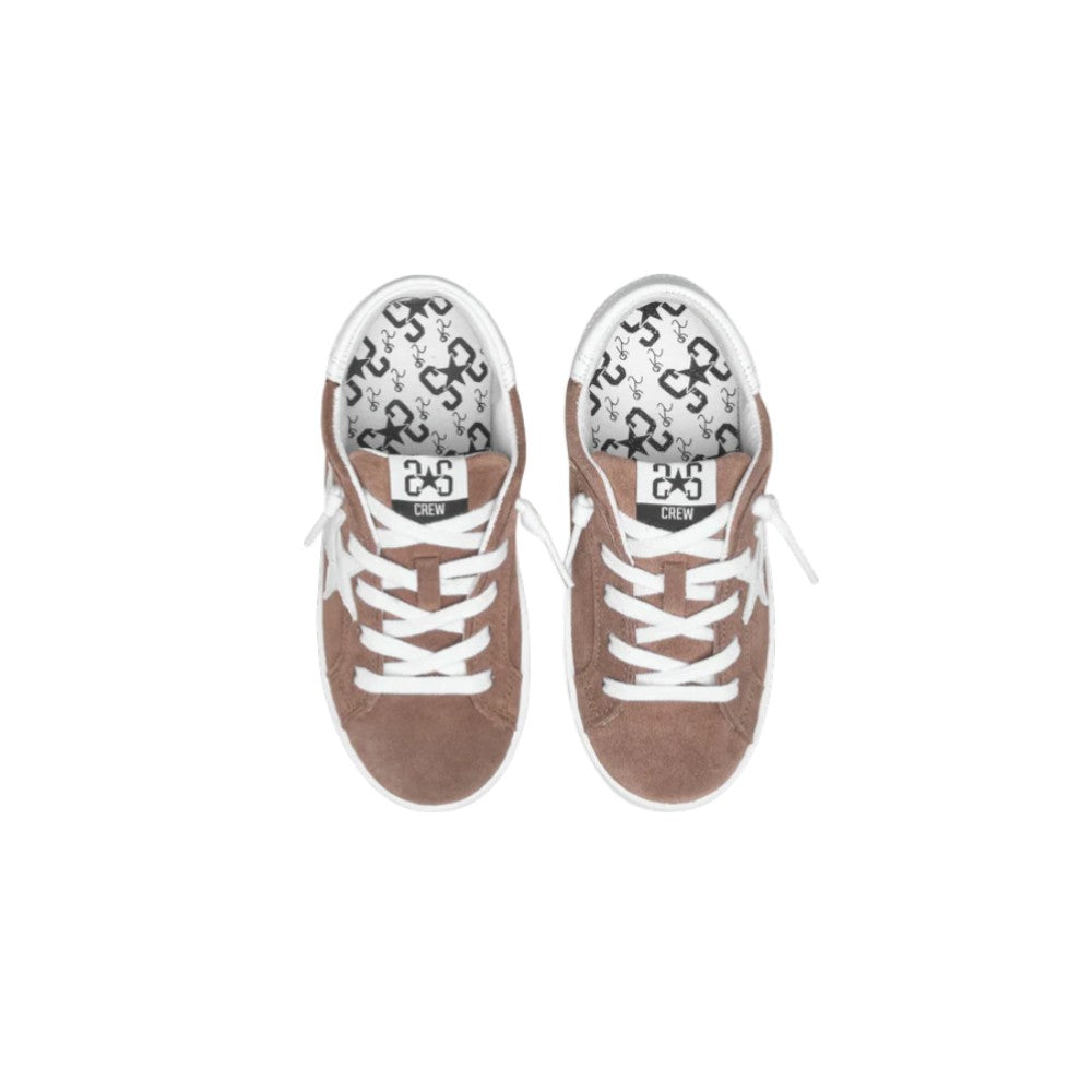 2Star Sneaker Bambino in Camoscio Tabacco con Doppia Stella Bianca