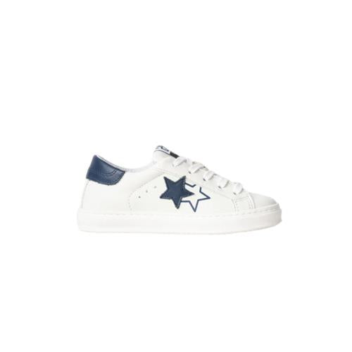 2Star Sneaker Bambina Bianca 2SB3444_D con Doppia Stella Blu e Tallone Coordinato