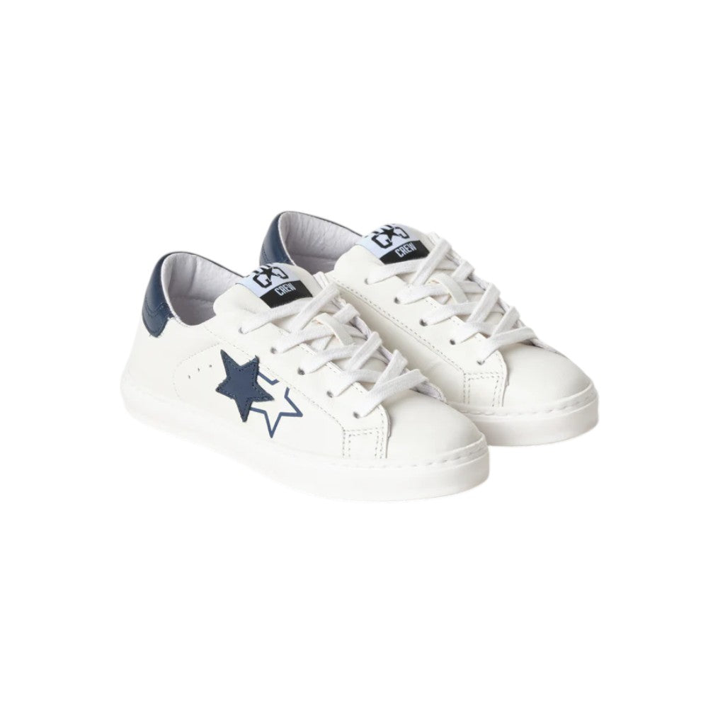 2Star Sneaker Bambina Bianca 2SB3444_D con Doppia Stella Blu e Tallone Coordinato