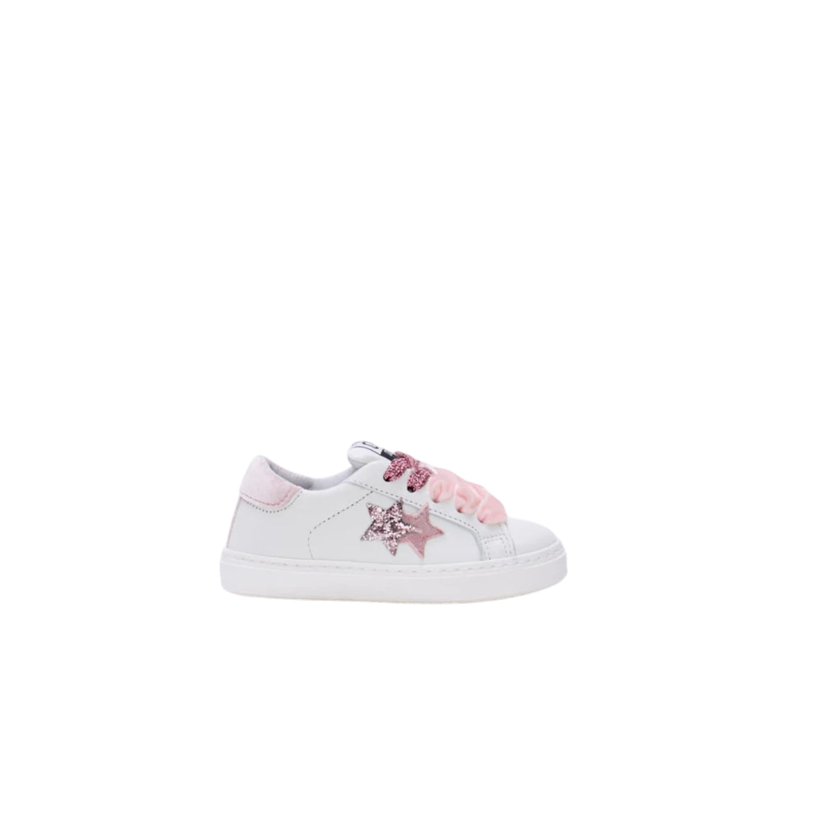 Sneakers 2STAR in pelle bianca con dettagli rosa