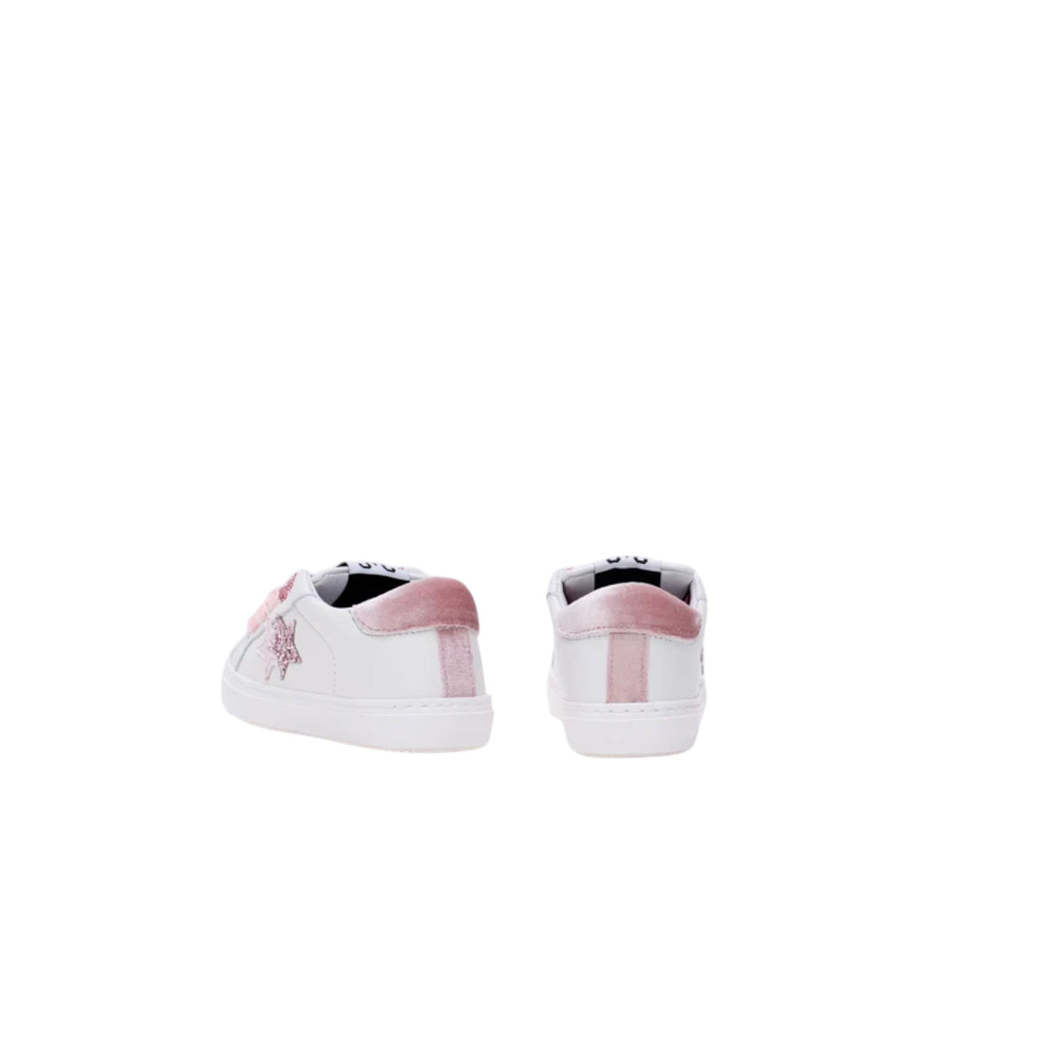 Sneakers 2STAR in pelle bianca con dettagli rosa