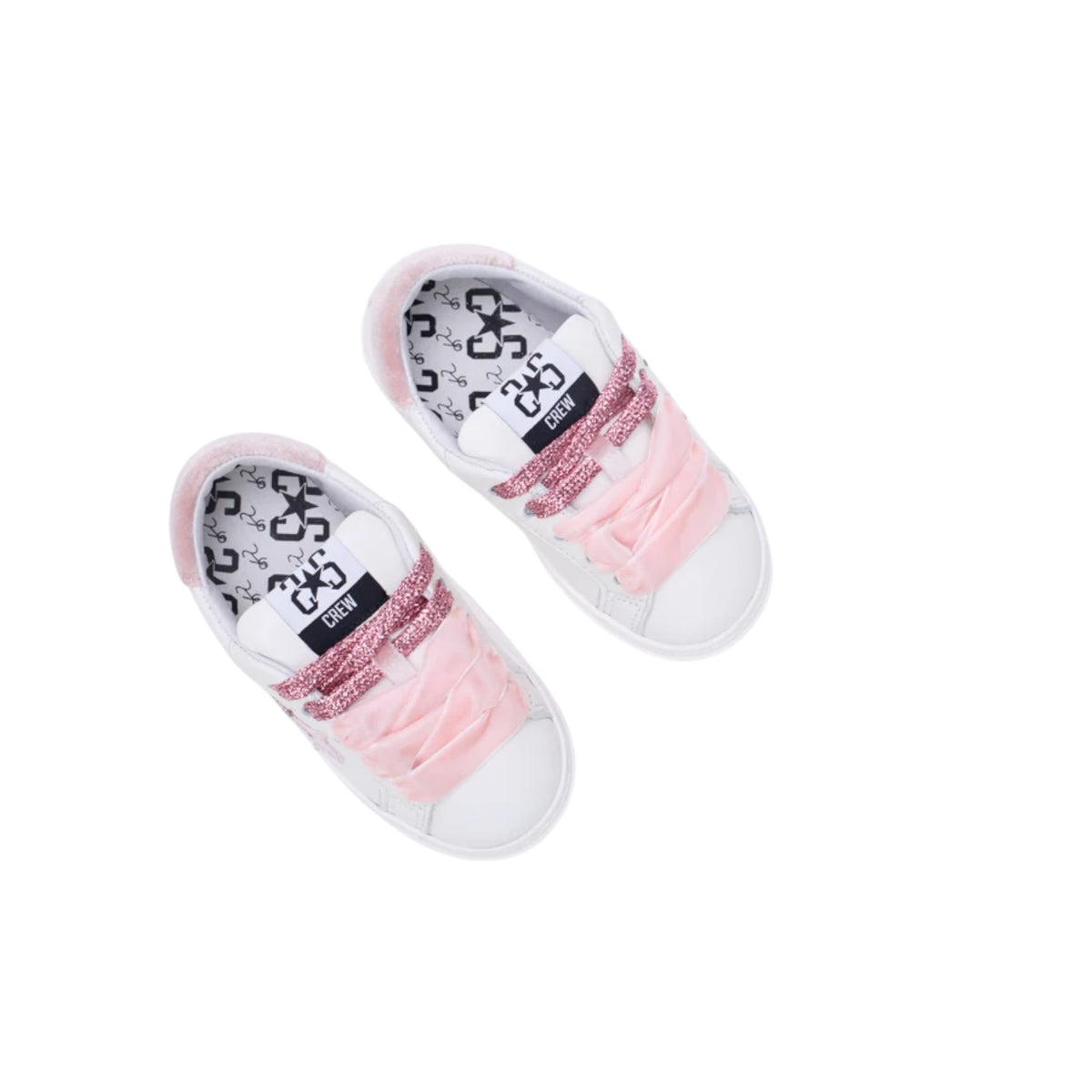 Sneakers 2STAR in pelle bianca con dettagli rosa