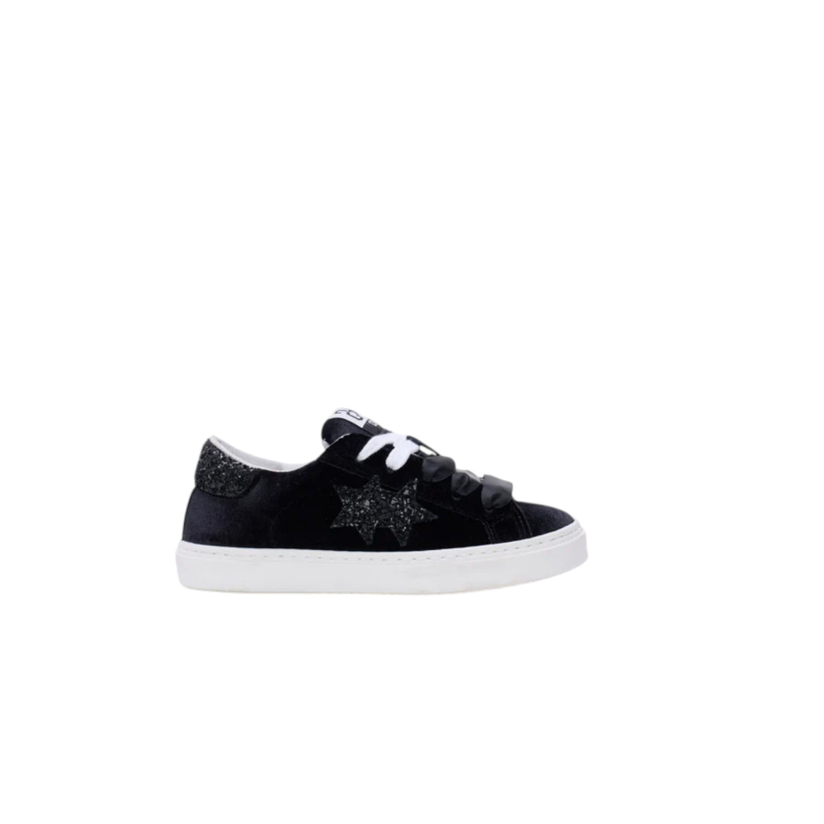Sneakers 2STAR in velluto nero con dettagli glitter