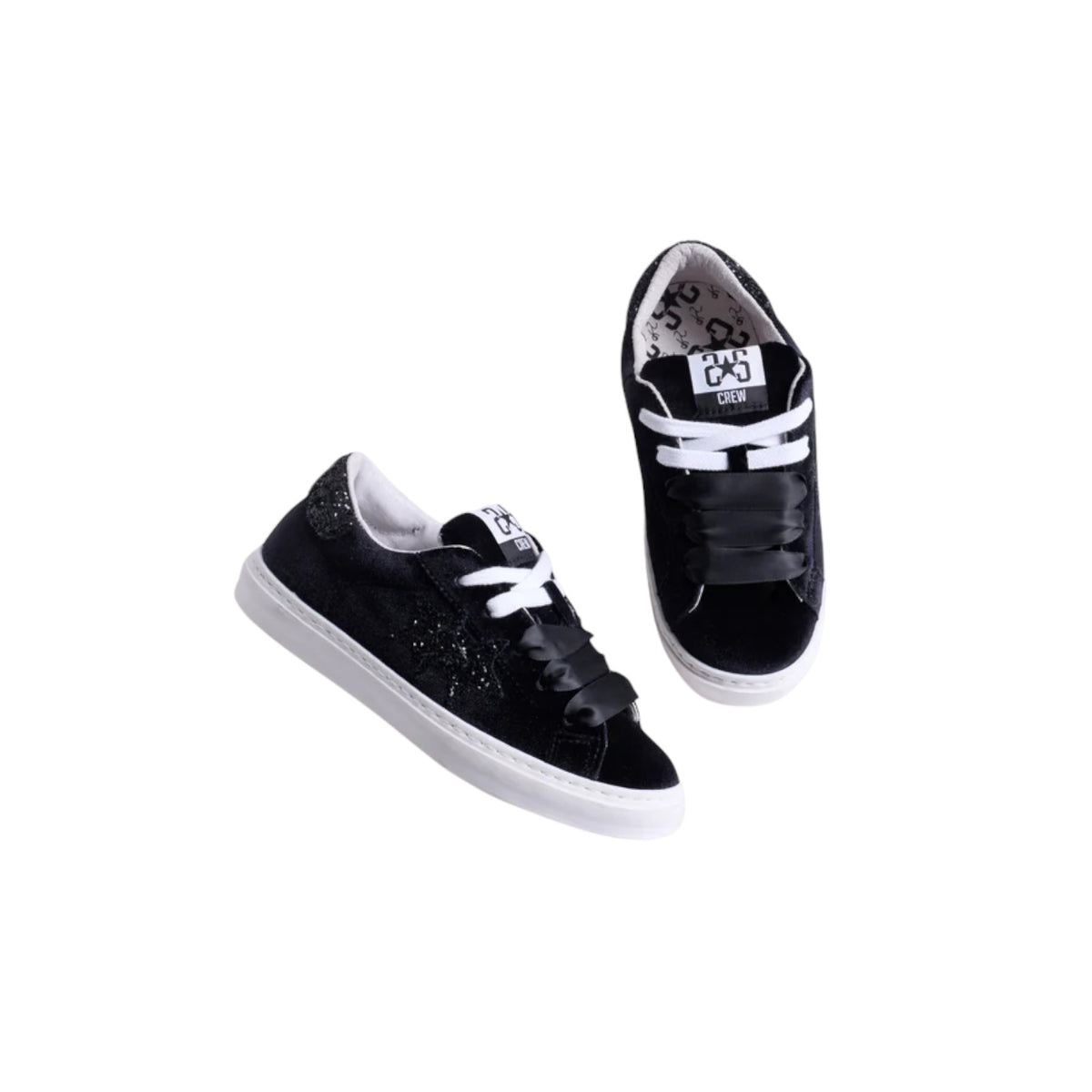 Sneakers 2STAR in velluto nero con dettagli glitter