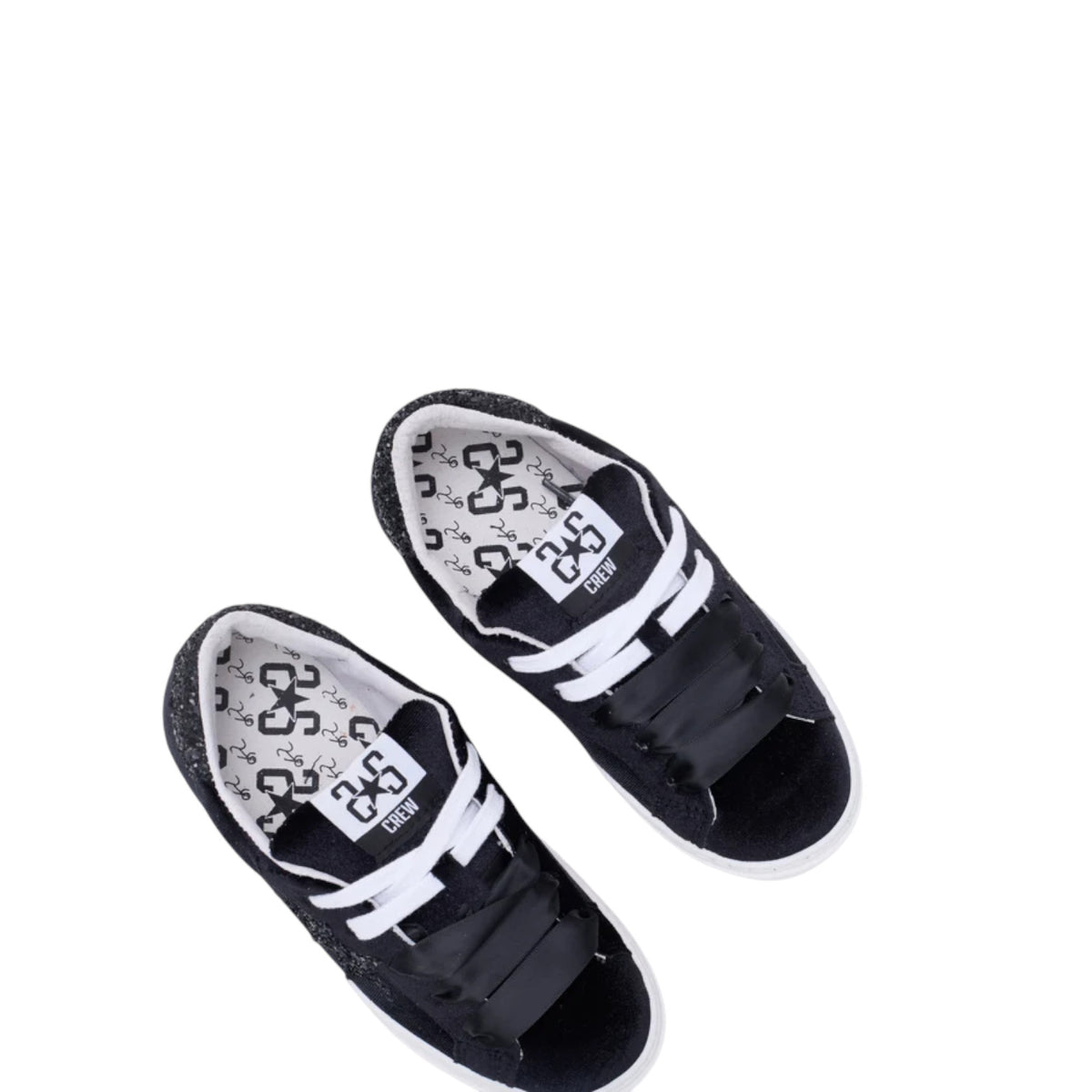Sneakers 2STAR in velluto nero con dettagli glitter