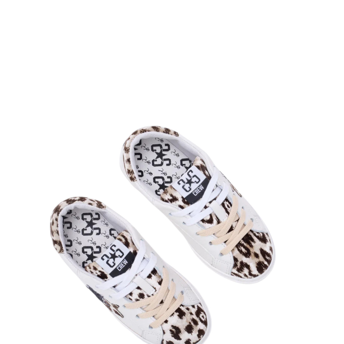 Sneakers 2STAR in pelle bianca con dettagli animalier