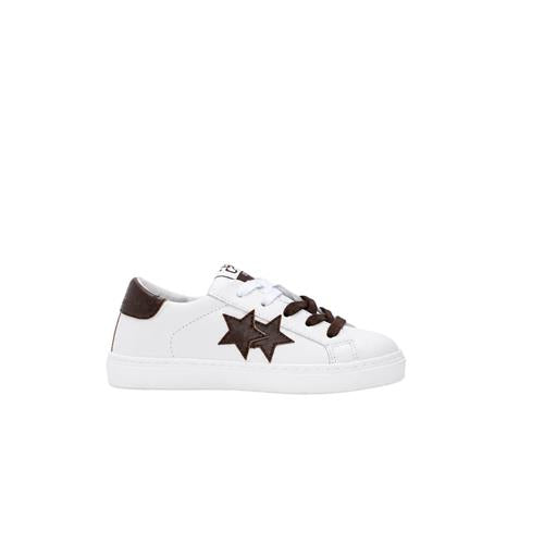 Sneakers 2STAR in pelle bianca con dettagli testa di moro
