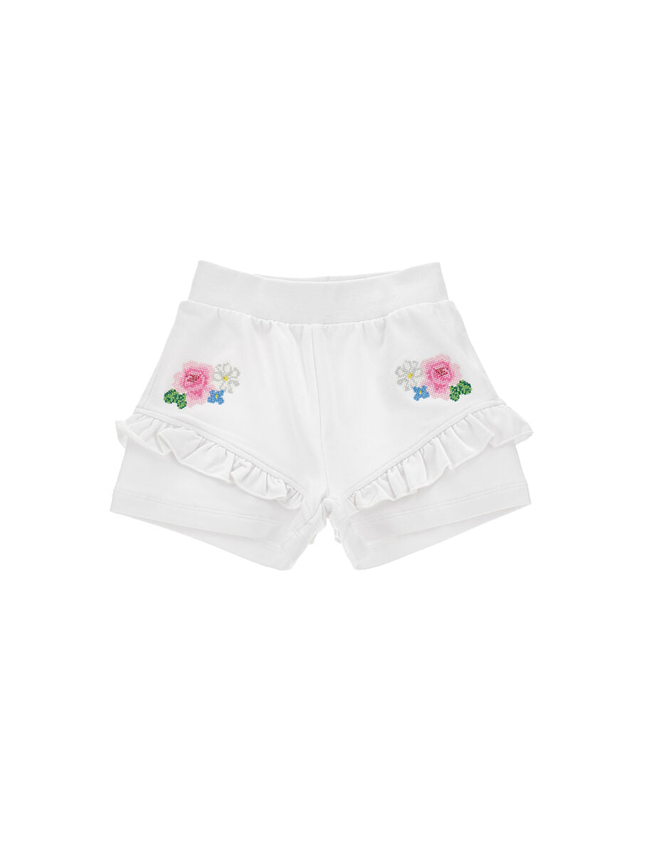 Short Monnalisa Righe e Fiori Bambina 39G4021