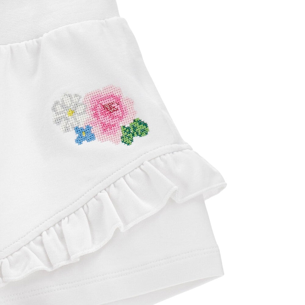 Short Monnalisa Righe e Fiori Bambina 39G4021