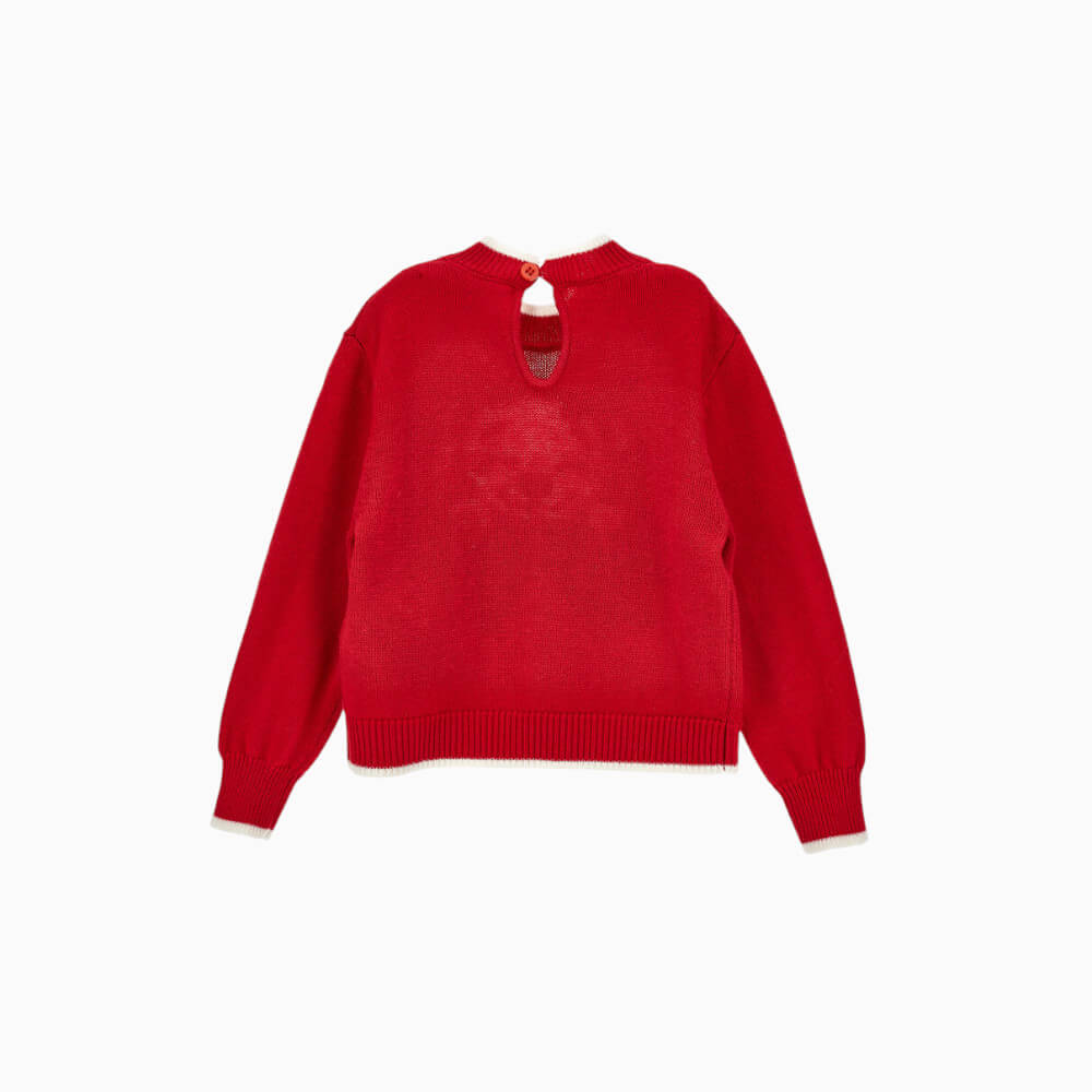 Monnalisa Maglioncino bambina rosso con cucciolo dalmata e fiocco – 39H6160043