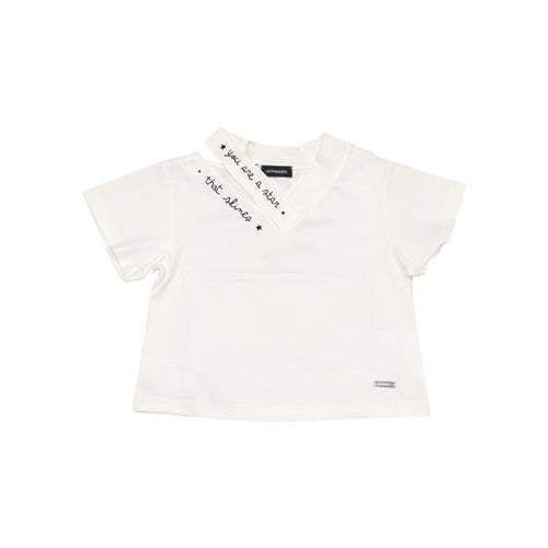 T-shirt Monnalisa Bianca Bambina con Dettaglio Logo 41G6040001
