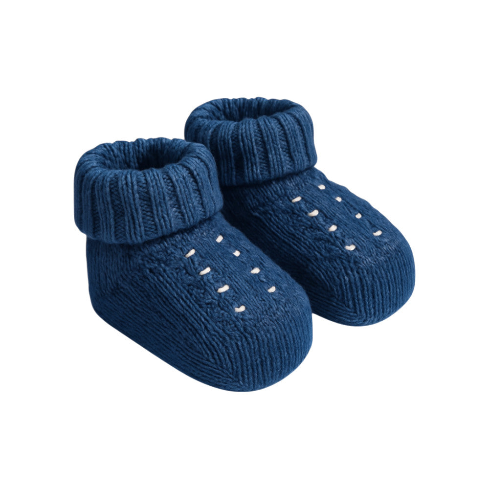 Babbucce Neonato Blu in Cotone  | Aurora Eleganti