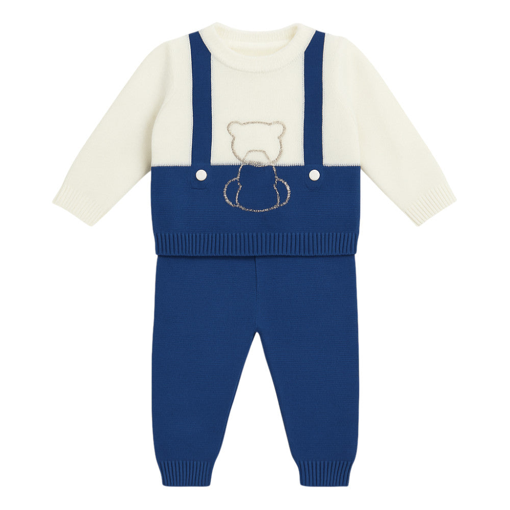 Coprifasce Neonato Elegante Blu con Effetto Salopette in Cotone Aurora - 4405.229