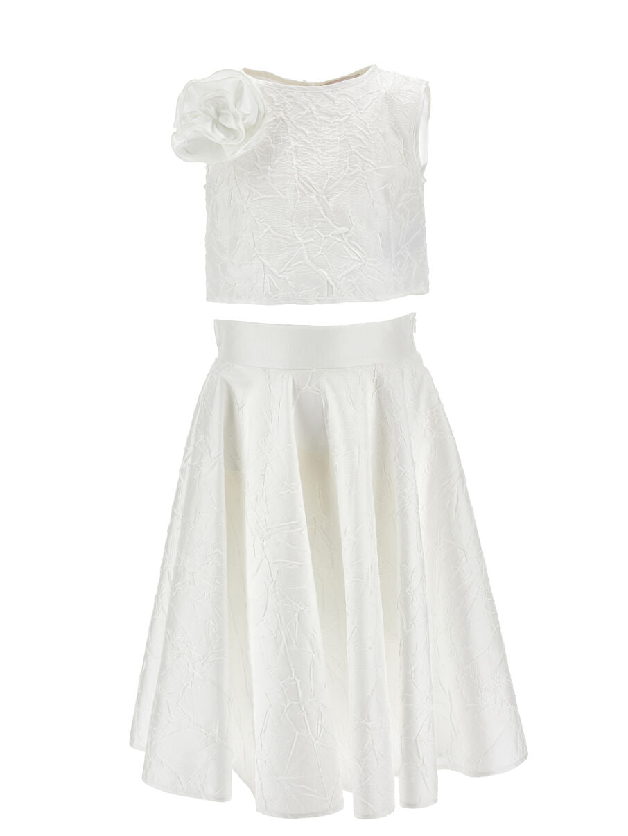 Completo Monnalisa Bambina Top e Gonna Bianca – Art. 71G5011