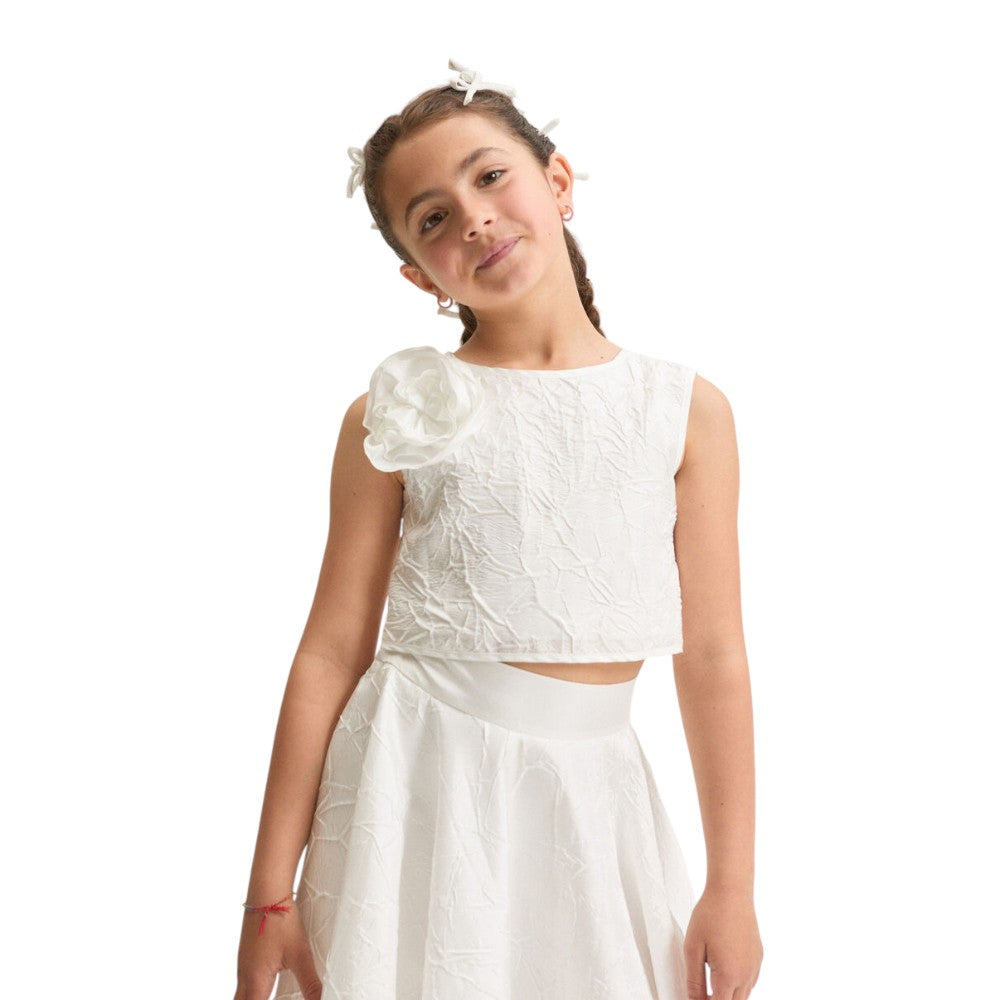 Completo Monnalisa Bambina Top e Gonna Bianca – Art. 71G5011
