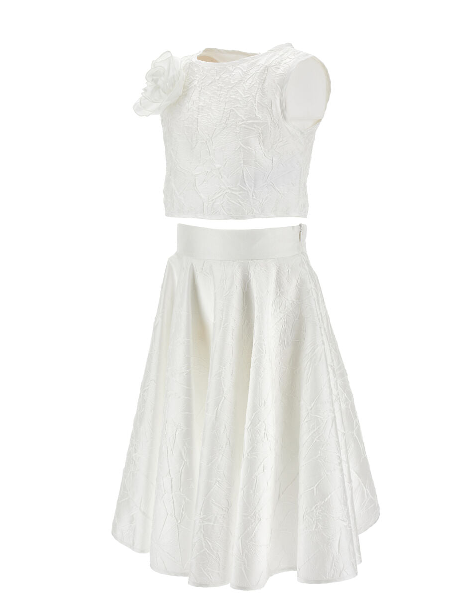 Completo Monnalisa Bambina Top e Gonna Bianca – Art. 71G5011