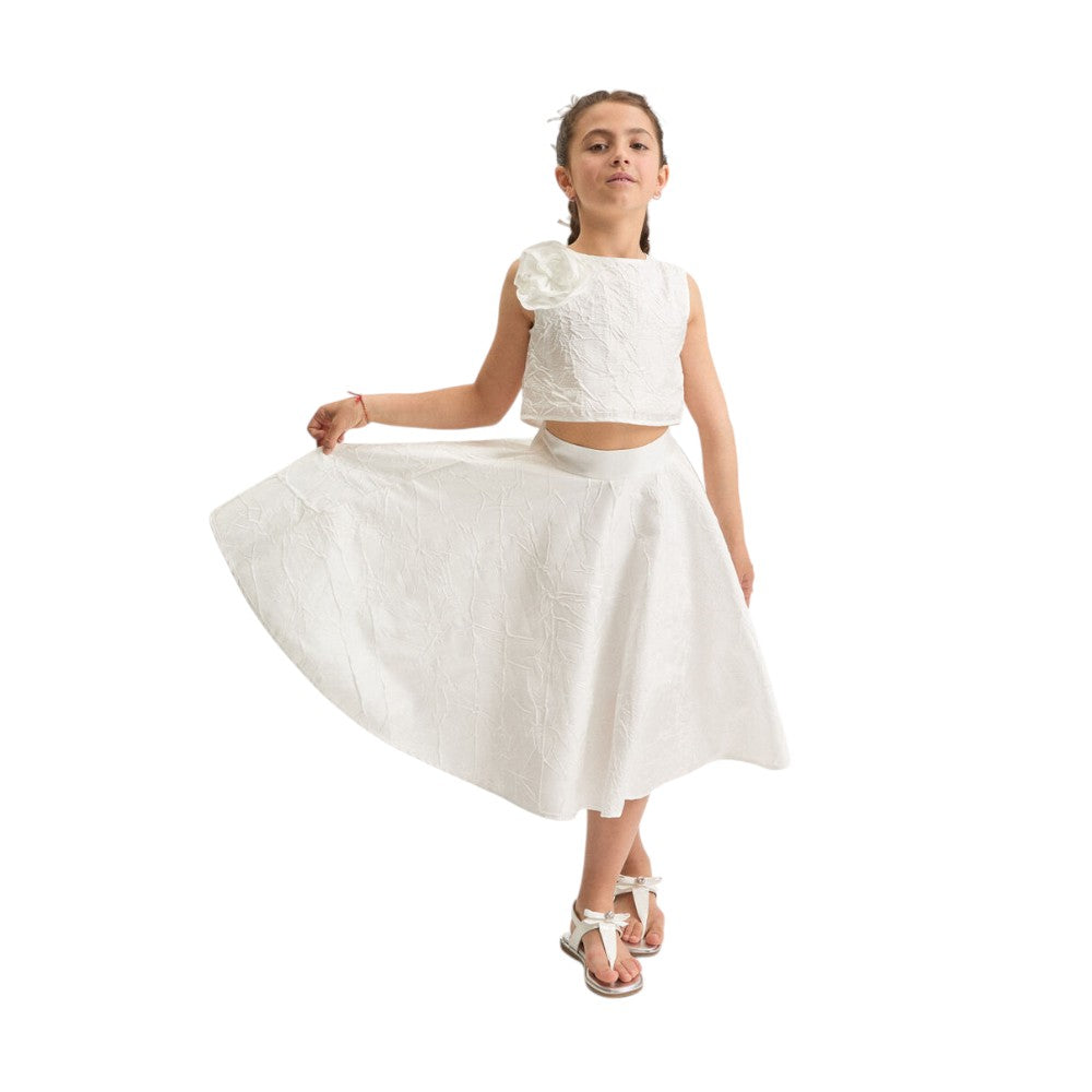 Completo Monnalisa Bambina Top e Gonna Bianca – Art. 71G5011