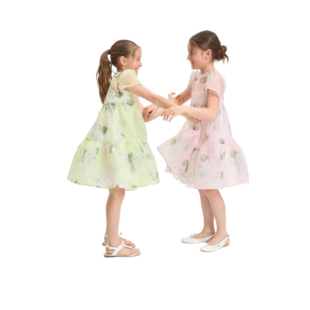 Abito bambina Verde con fantasia garden MONNALISA – 71G9131