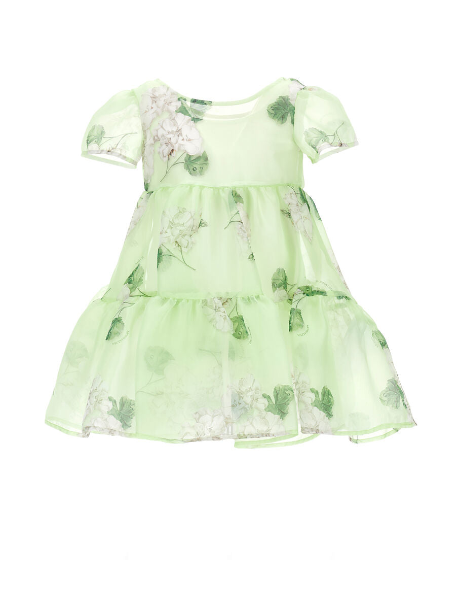 Abito bambina Verde con fantasia garden MONNALISA – 71G9131