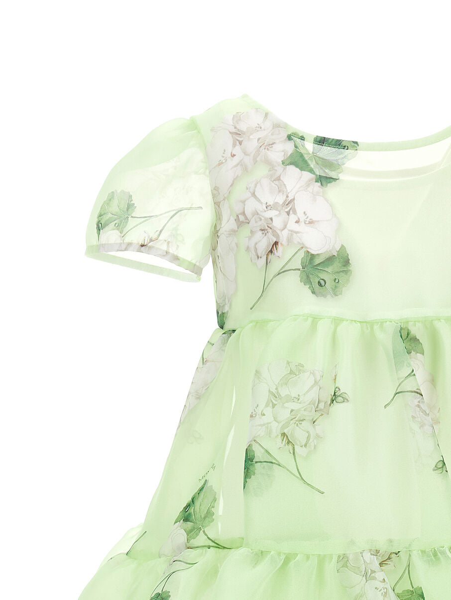 Abito bambina Verde con fantasia garden MONNALISA – 71G9131