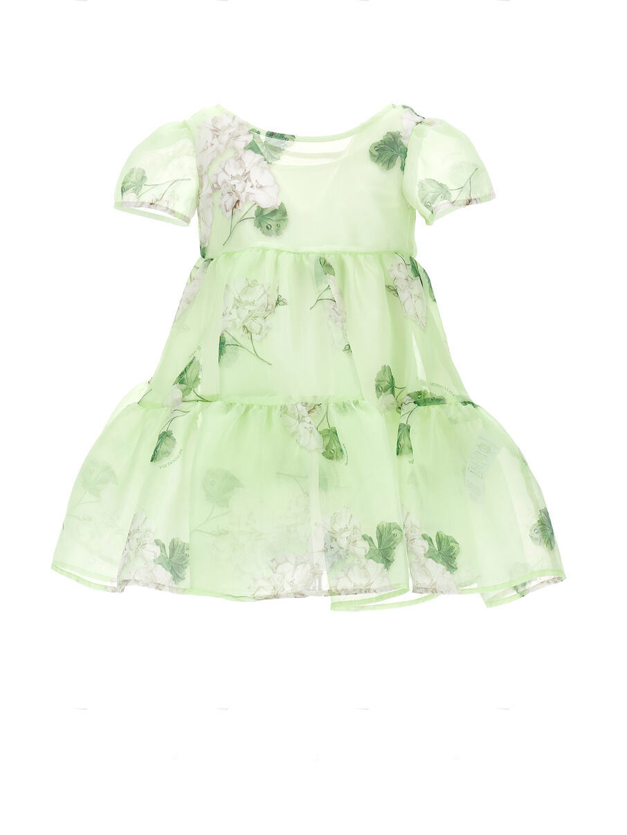 Abito bambina Verde con fantasia garden MONNALISA – 71G9131