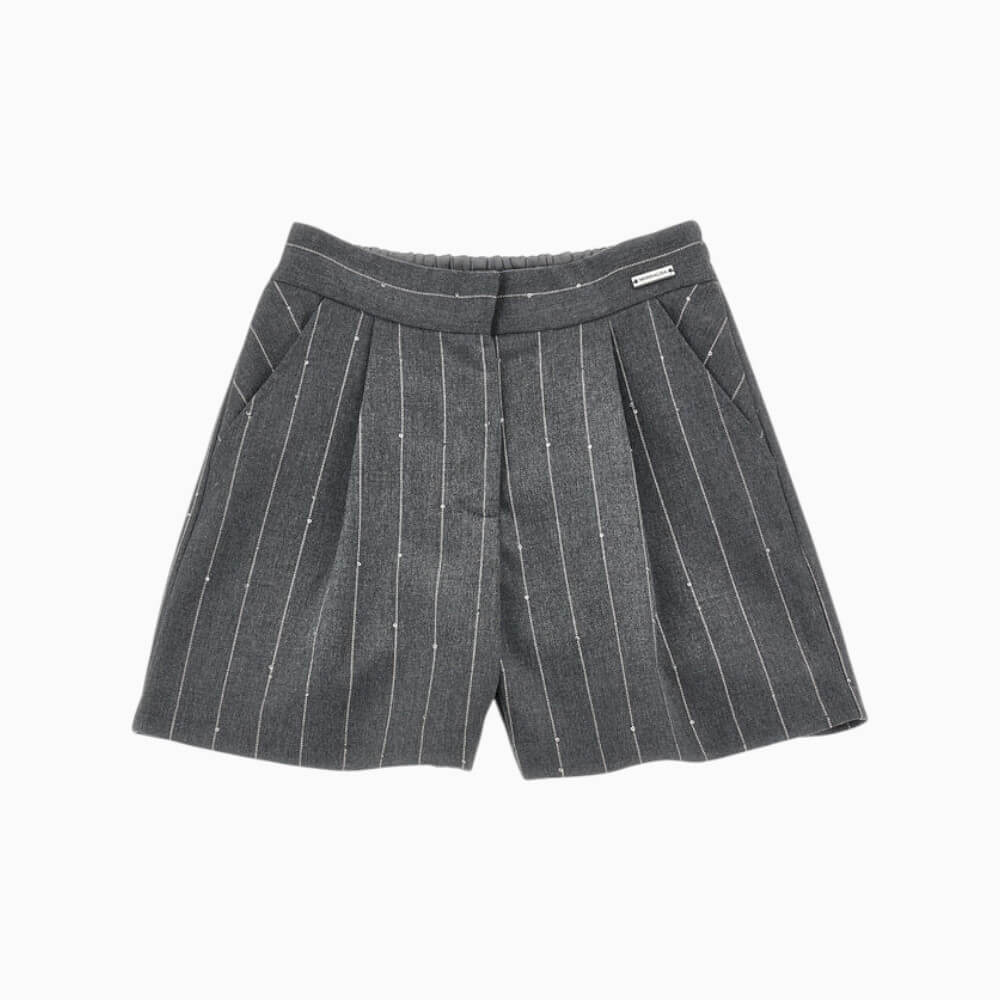 Monnalisa Shorts bambina gessato grigio con pinces – 71H4030031