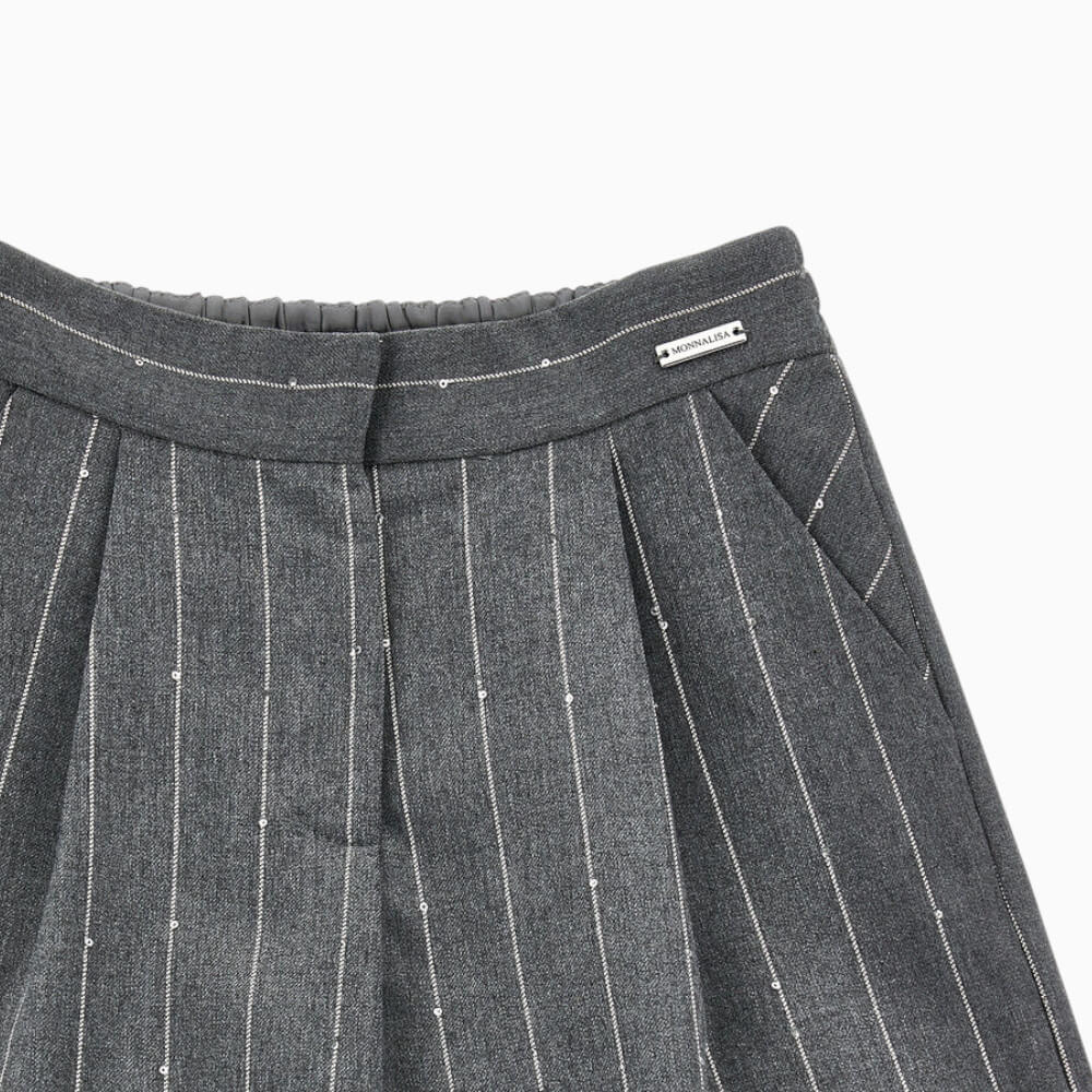 Monnalisa Shorts bambina gessato grigio con pinces – 71H4030031