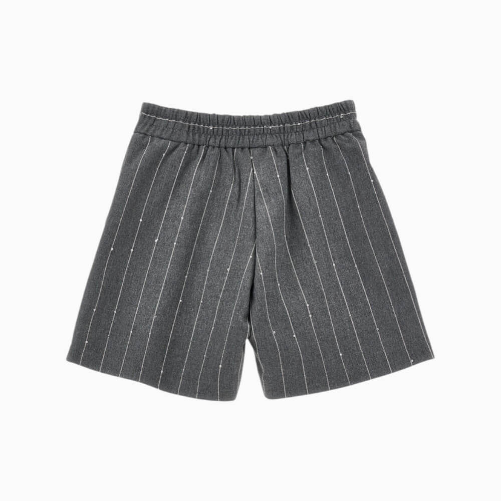 Monnalisa Shorts bambina gessato grigio con pinces – 71H4030031