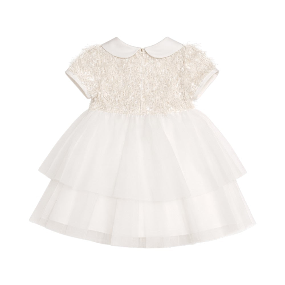 Vestito Monnalisa Cerimonia Bianco con Rouches 73G9001