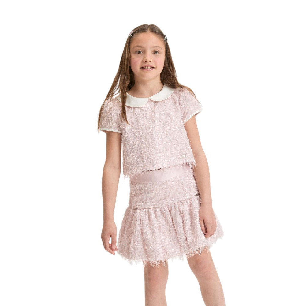 T-shirt Monnalisa Bambina con Colletto Peter Pan 79G3001