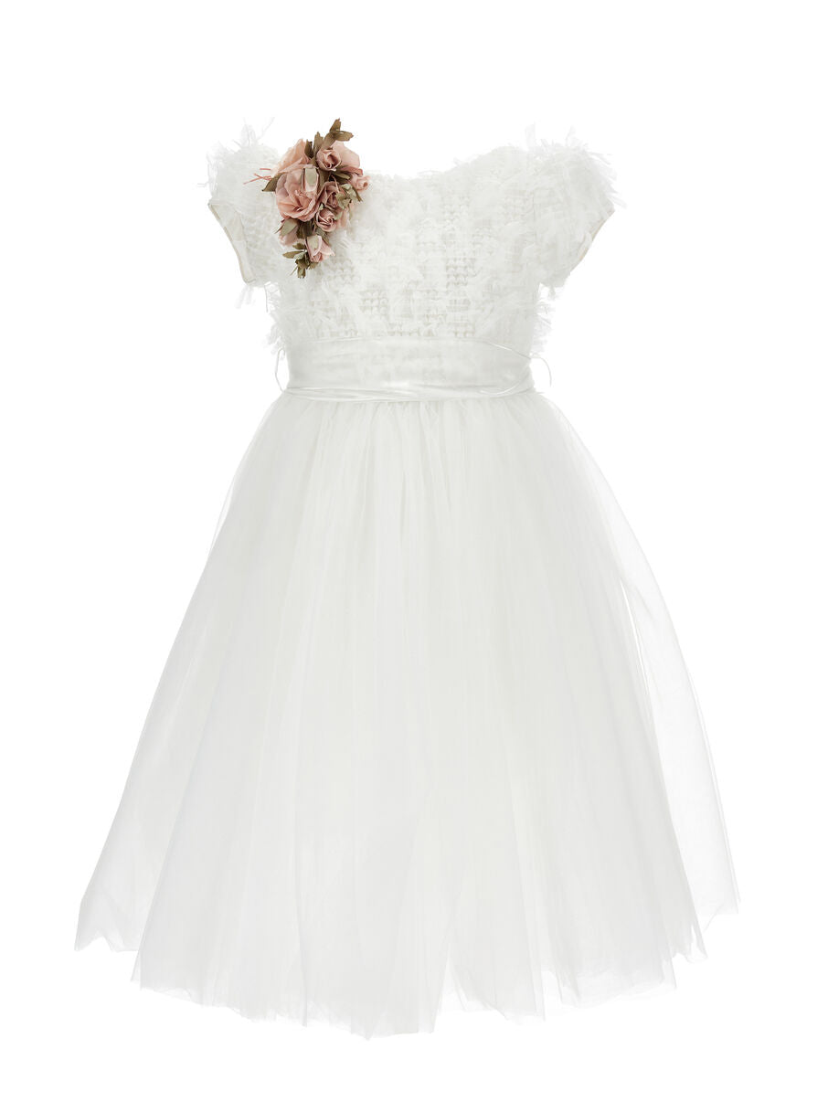 Abito cerimonia bambina bianco con Corpetto Ricamato MONNALISA – 79G9001