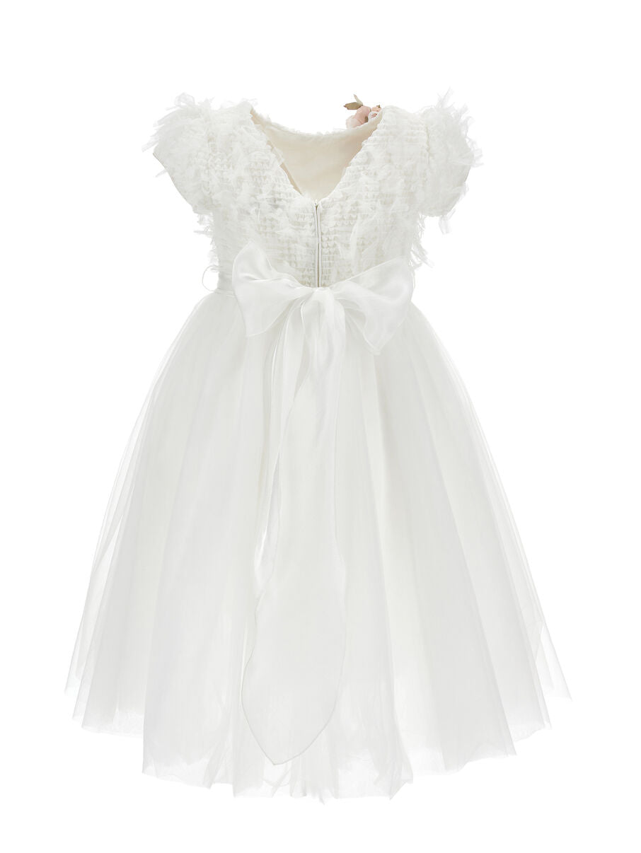 Abito cerimonia bambina bianco con Corpetto Ricamato MONNALISA – 79G9001