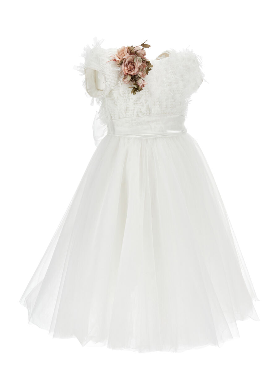 Abito cerimonia bambina bianco con Corpetto Ricamato MONNALISA – 79G9001