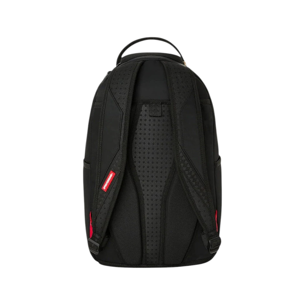 Zaino Sprayground Shark Central nero in nylon con Shark Mouth grigio embossed