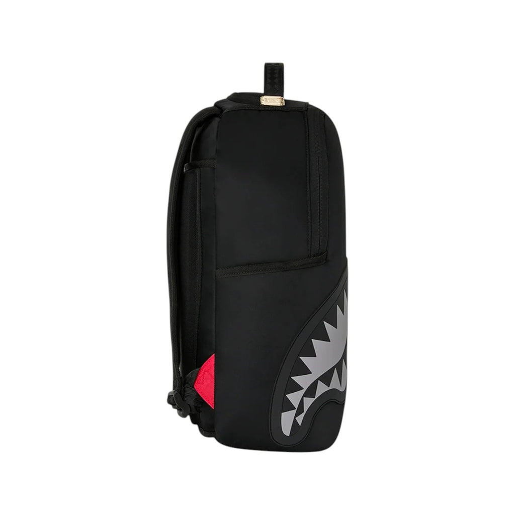 Zaino Sprayground Shark Central nero in nylon con Shark Mouth grigio embossed