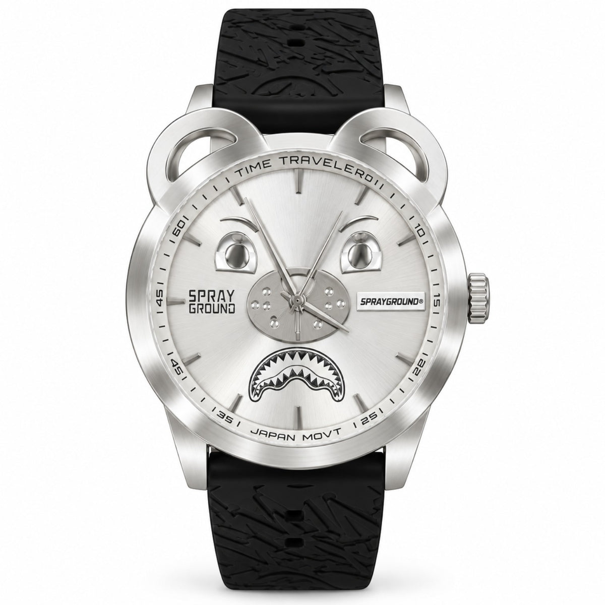 Sprayground Silver Graff Emboss Watch argento con cinturino nero