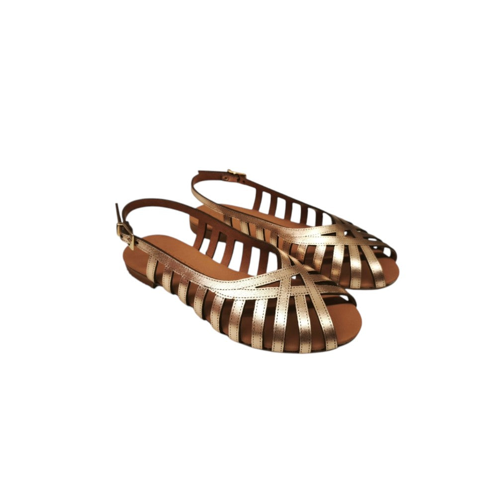 Vincent VEGA Ballerina Sandalo Laminata Oro con Design a Listini