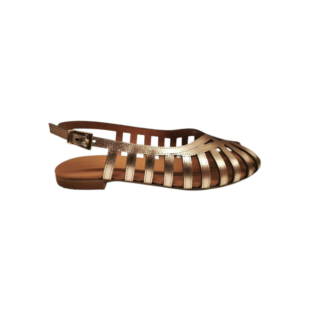 Vincent VEGA Ballerina Sandalo Laminata Oro con Design a Listini