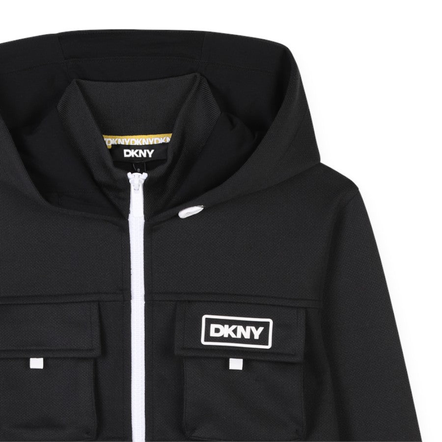 Felpa DKNY Ragazzo zip & cappuccio Nero –  D62233