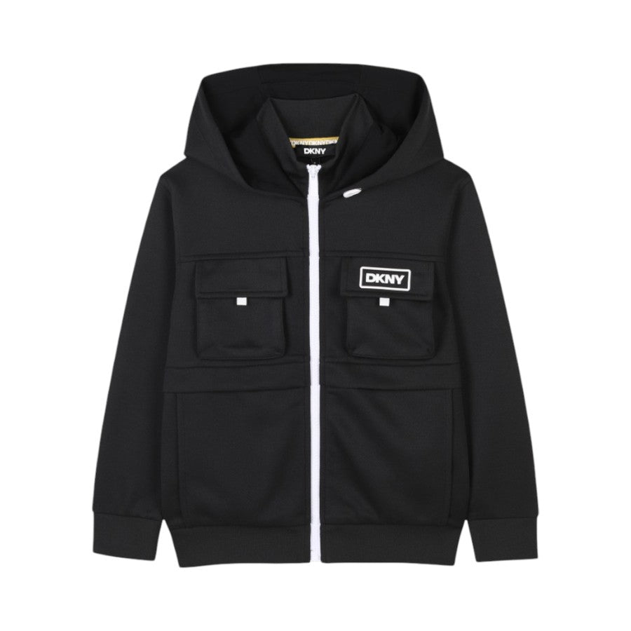 Felpa DKNY Ragazzo zip & cappuccio Nero –  D62233