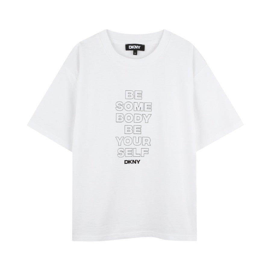 T-shirt DKNY Unisex Bianco con stampa logo –  D62307