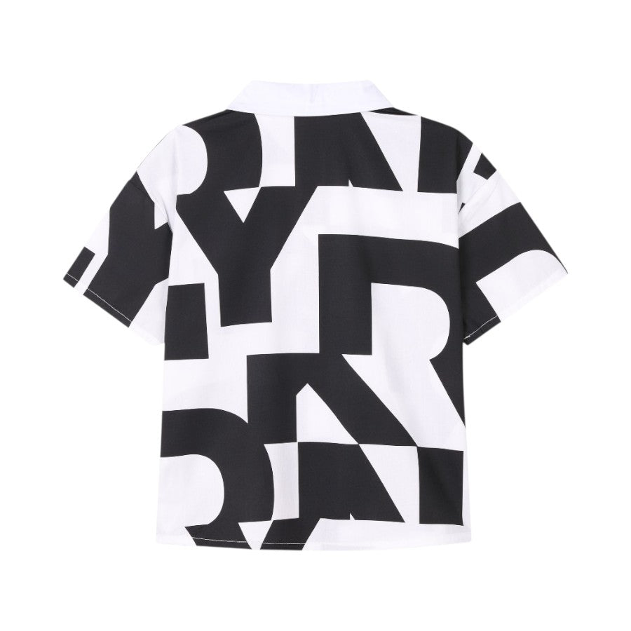 Camicia DKNY Unisex stampa grafica logo Bianco e Nero –  D62338