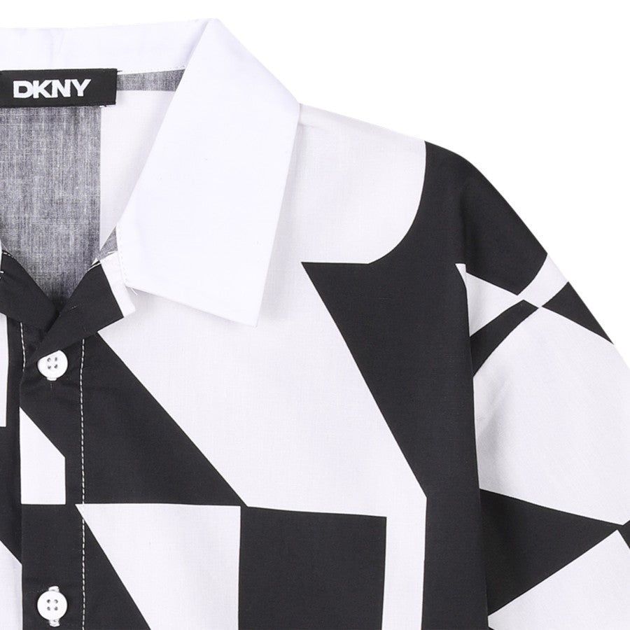 Camicia DKNY Unisex stampa grafica logo Bianco e Nero –  D62338