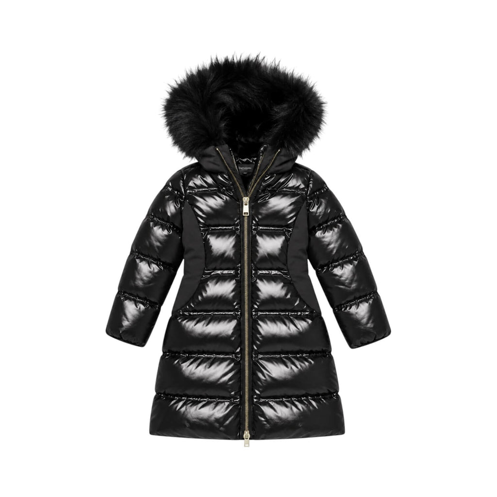 Giubbino Yes Zee Ragazza Nero Lungo con Cappuccio e Pelliccia Removibile EJO015-0801