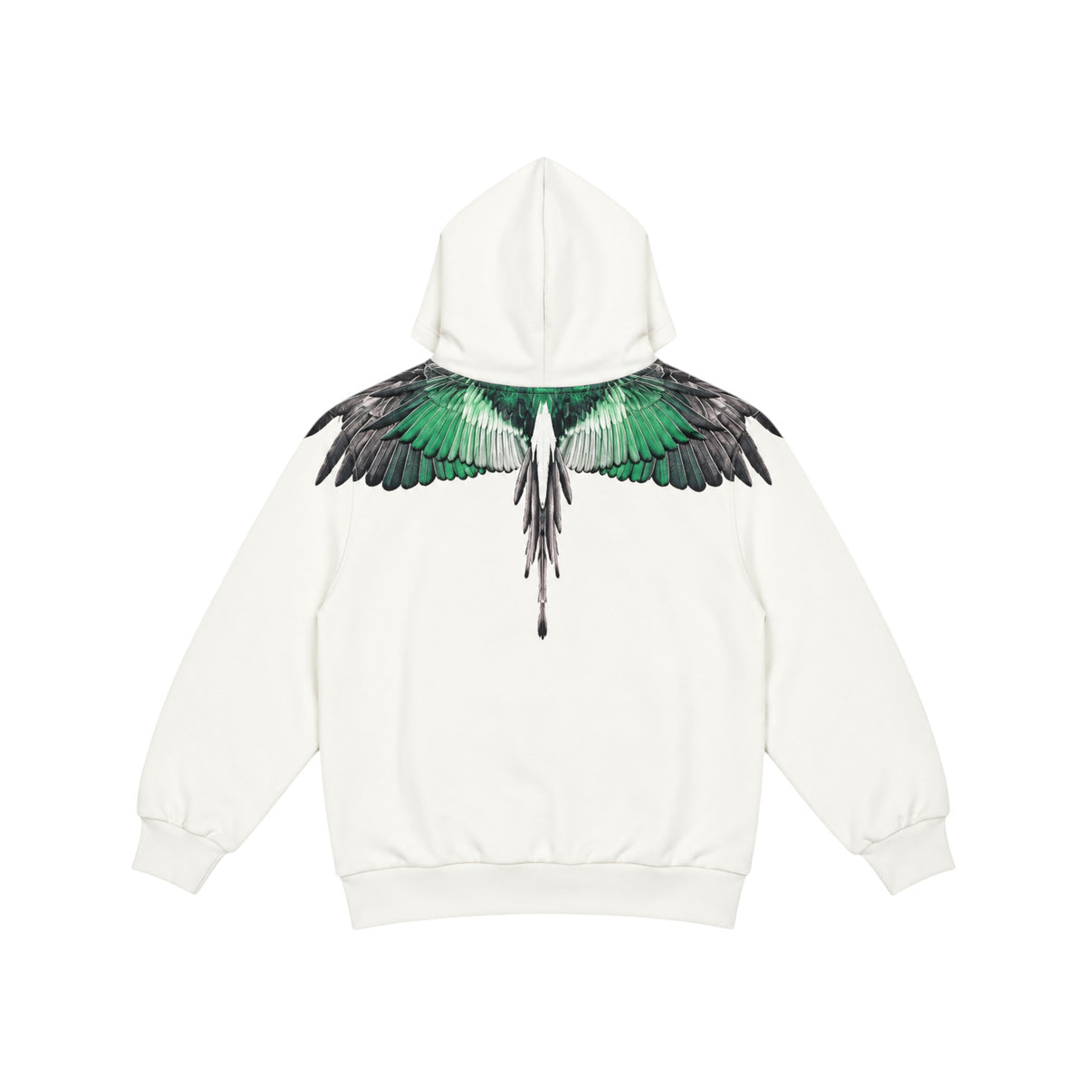 Felpa County of Milan Junior Nera con Cappuccio e Stampa Wings Verde