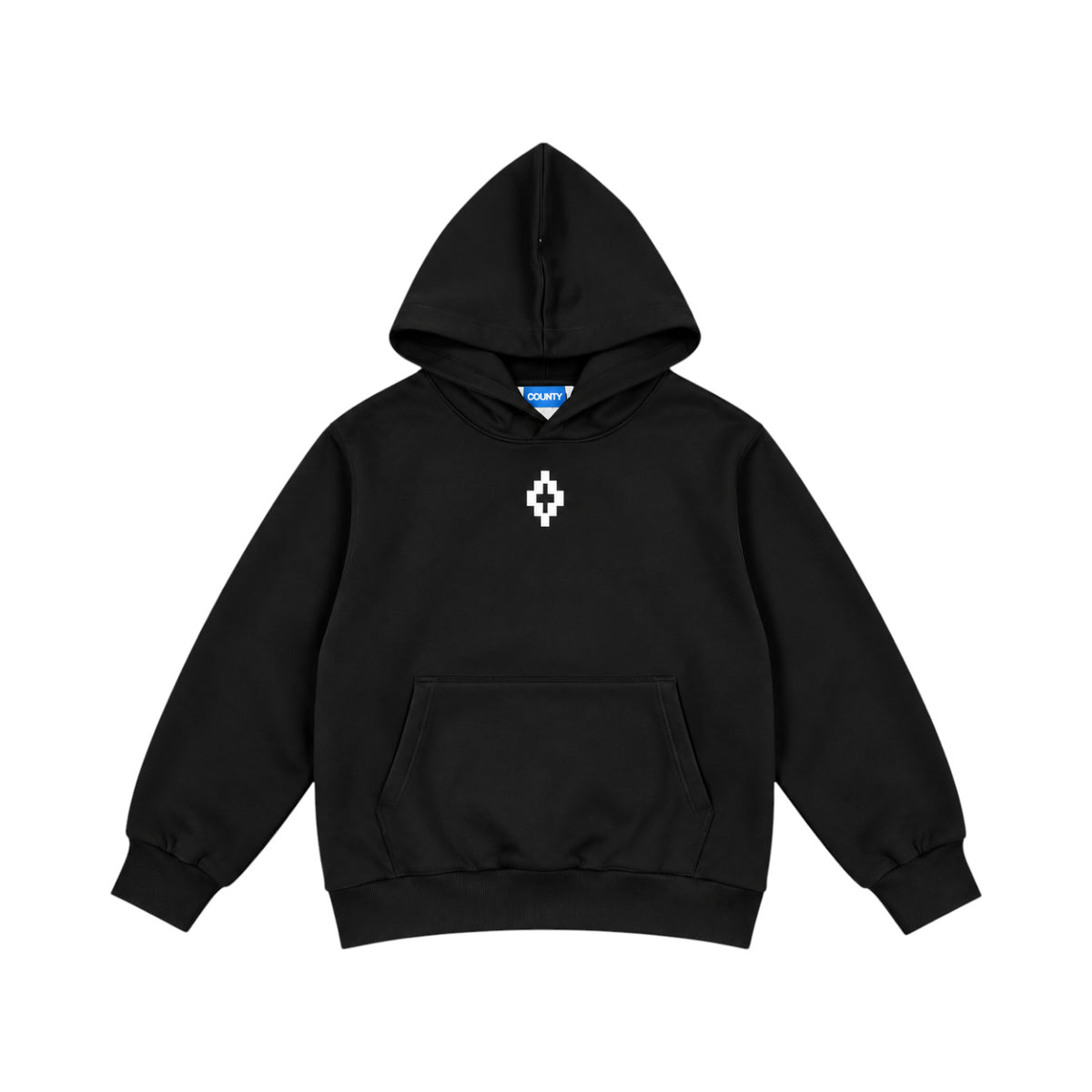 Felpa County of Milan Junior Nera con Cappuccio e Maxi Logo