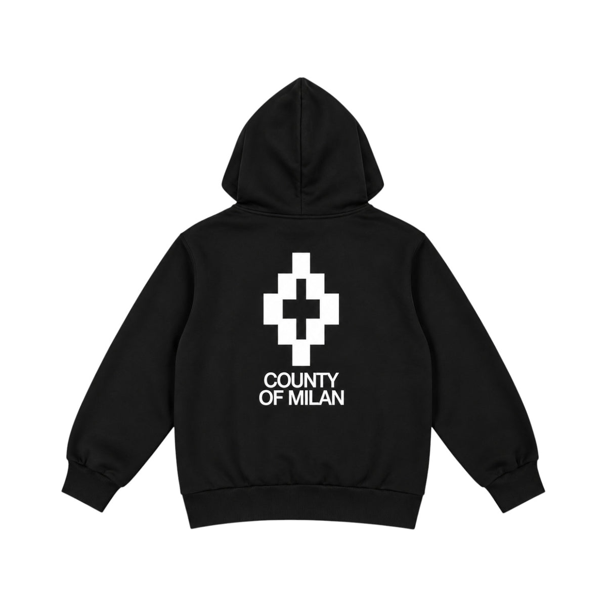 Felpa County of Milan Junior Nera con Cappuccio e Maxi Logo