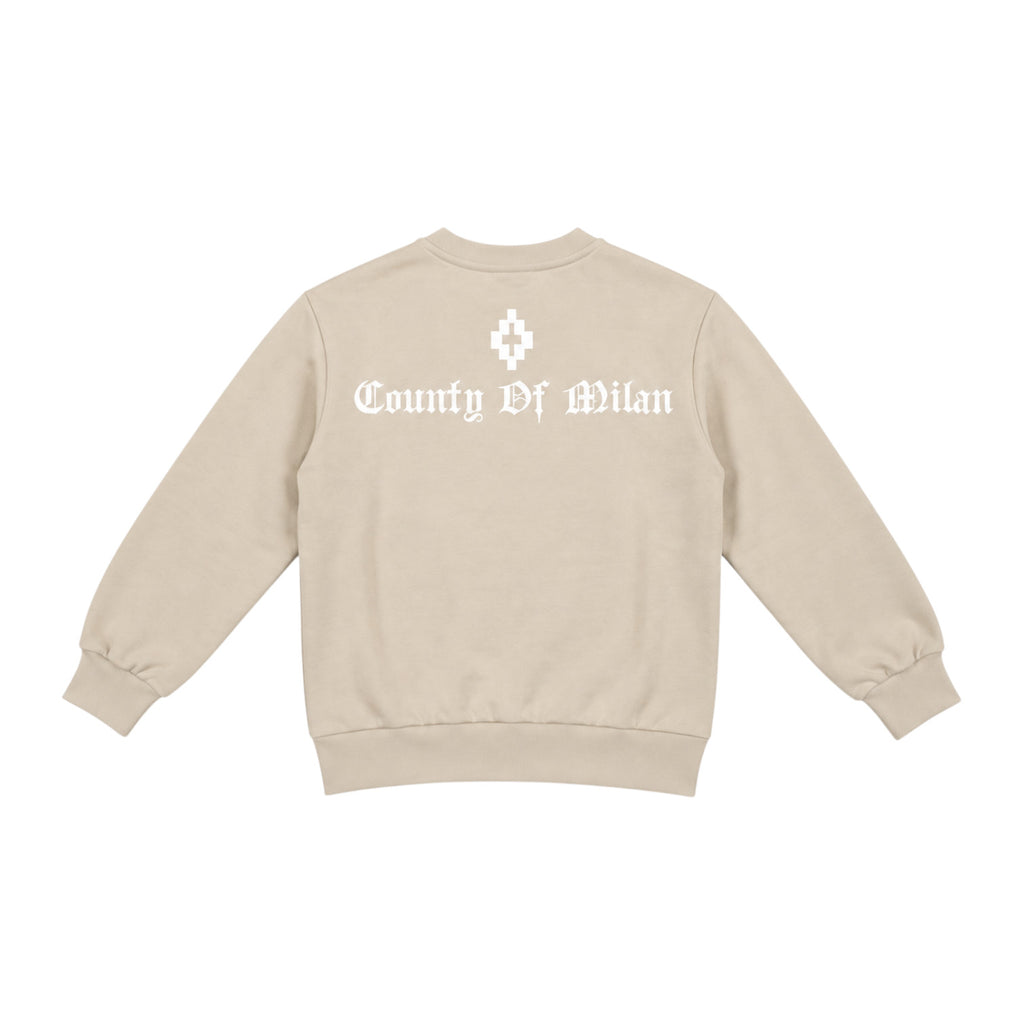 Felpa County of Milan Junior Girocollo Beige con Stampa Grafica