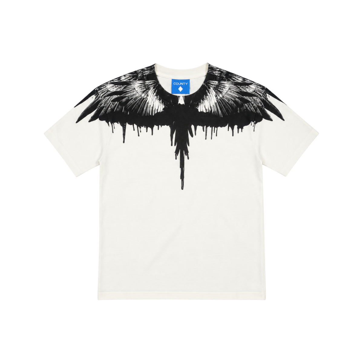 T-Shirt County of Milan Junior Bianca con Stampa Ali Nere